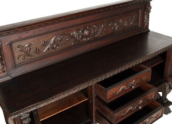 Late-19th Century Tuscan Renaissance Hand-Carved Walnut Credenza or Dresser from Dini e Puccini-NJV-765558