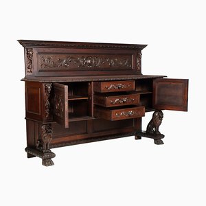 Late-19th Century Tuscan Renaissance Hand-Carved Walnut Credenza or Dresser from Dini e Puccini-NJV-765558