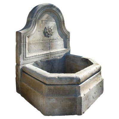 Late 20th Century French Fountain in Limestone with Rosette-FDW-2019663