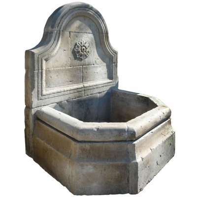 Late 20th Century French Fountain in Limestone with Rosette-FDW-2019663