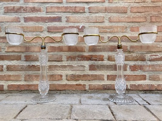 Late XIX Victorian Cut Glass Candleholder in Brass from Cricklite Clarke Trade, Set of 2-NOU-805584