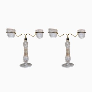 Late XIX Victorian Cut Glass Candleholder in Brass from Cricklite Clarke Trade, Set of 2-NOU-805584