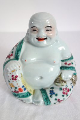 Laughing Buddha in Chinese Porcelain with Floral Decoration, China, 1920s-XTZ-2018511