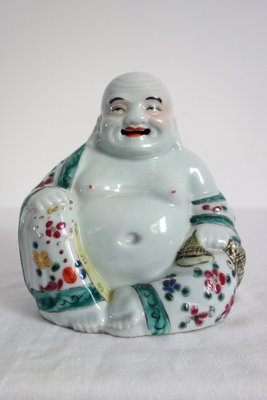 Laughing Buddha in Chinese Porcelain with Floral Decoration, China, 1920s-XTZ-2018511