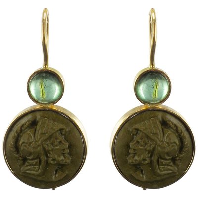 Lava Stone Gold Drop Earrings, Set of 2-OLU-896466