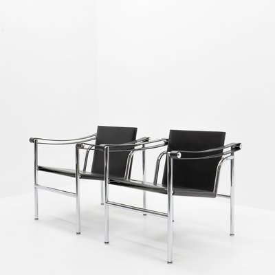 LC1 Armchairs by Le Corbusier, Pierre Jeanneret, Charlotte Perriand for Cassina, 1980s, Set of 2-TJQ-1417719