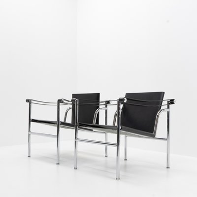 LC1 Armchairs by Le Corbusier, Pierre Jeanneret, Charlotte Perriand for Cassina, 1980s, Set of 2-TJQ-1417719