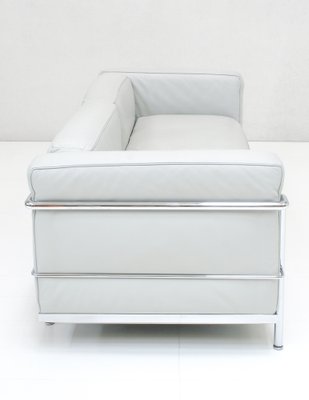 LC3 Sofas in Grey Leather and Chrome by Le Corbusier, Pierre Jeanneret and Charlotte Perriand for Cassina, 1990s, Set of 2-SES-1775433