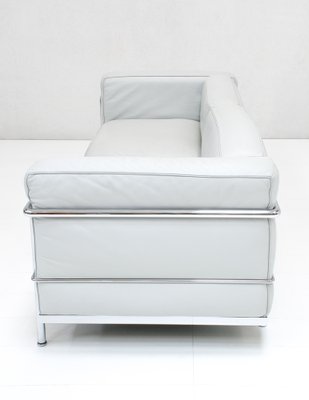 LC3 Sofas in Grey Leather and Chrome by Le Corbusier, Pierre Jeanneret and Charlotte Perriand for Cassina, 1990s, Set of 2-SES-1775433