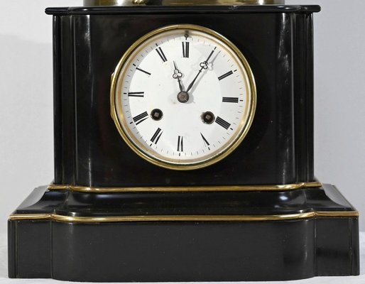 Le Joueur de Flute Clock in Marble and Bronze, Mid-19th Century-RVK-1764616