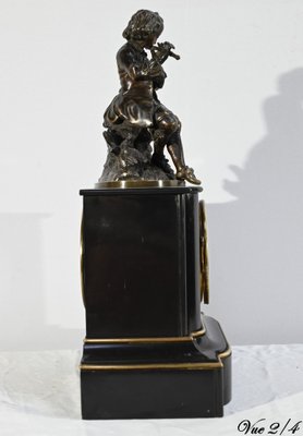 Le Joueur de Flute Clock in Marble and Bronze, Mid-19th Century-RVK-1764616