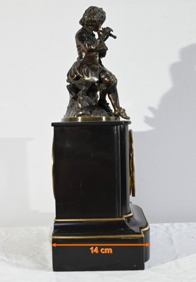 Le Joueur de Flute Clock in Marble and Bronze, Mid-19th Century-RVK-1764616