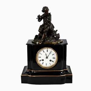 Le Joueur de Flute Clock in Marble and Bronze, Mid-19th Century-RVK-1764616