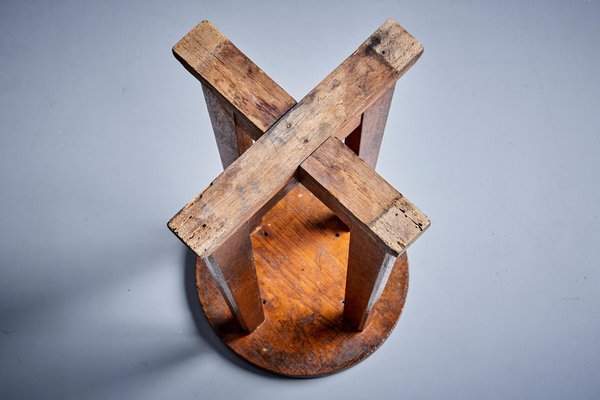 Le Même Stool in Oak by Henry Jacques, France, 1940s-SFD-1791934