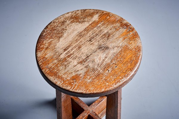 Le Même Stool in Oak by Henry Jacques, France, 1940s-SFD-1791934