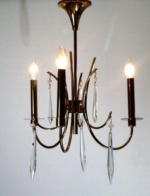 Lead Crystal Glass Chandelier in the Style of Stilnovo, 1970s-ESB-1376873