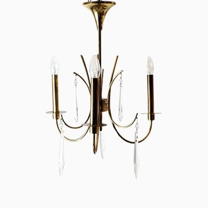 Lead Crystal Glass Chandelier in the Style of Stilnovo, 1970s-ESB-1376873