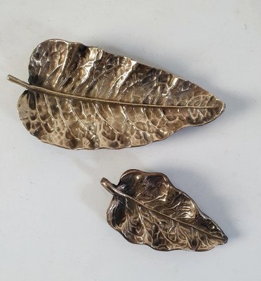 Leaf Bronze Trays, Italy, Set of 2-FO-1259845