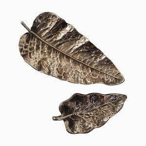 Leaf Bronze Trays, Italy, Set of 2-FO-1259845