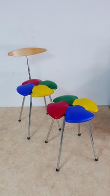 Leaf Clover Kitchen Chair and Stool, Italy, 1970s, Set of 2-KK-1751740