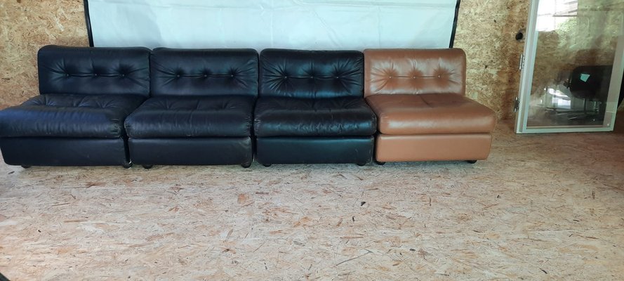 Leather Amanta Armchairs by Mario Bellini for B&B Italia, 1970s, Set of 4-XQY-1405449