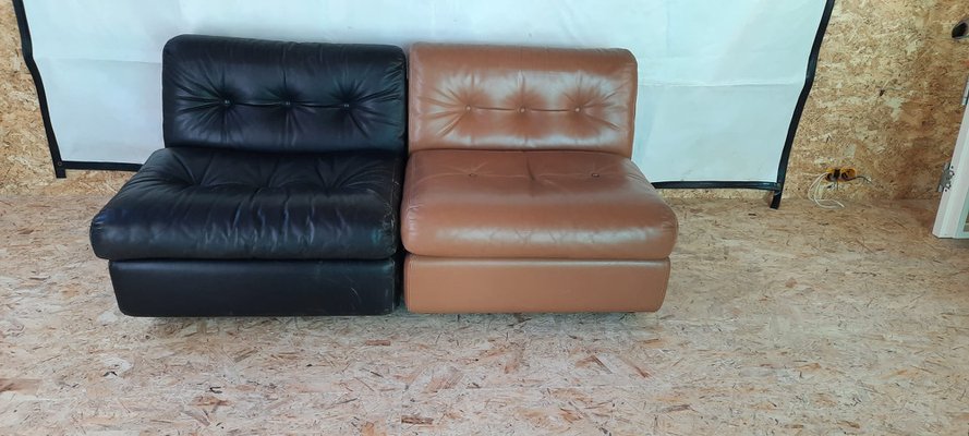 Leather Amanta Armchairs by Mario Bellini for B&B Italia, 1970s, Set of 4-XQY-1405449