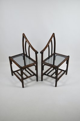 Leather and Bamboo Bedside Tables, 1970s, Set of 2-ZGY-1802373