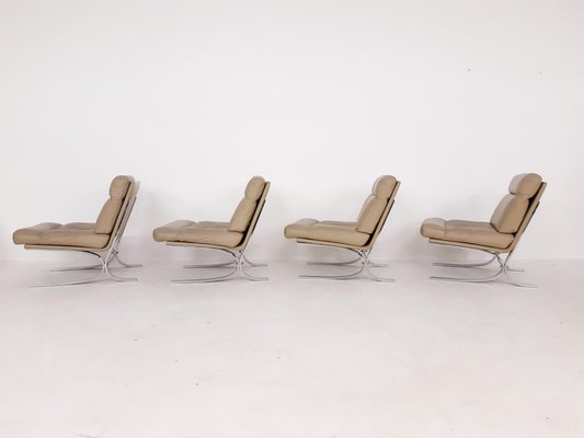 Leather and Chrome Lounge Chair in the style of Paul Tuttle for Strassle, 1960s-ZO-713188