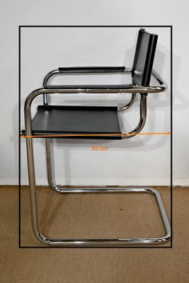 Leather and Chromed Metal Armchairs in the Style of Marcel Breuer, 1970s, Set of 2-RVK-1406487