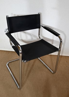 Leather and Chromed Metal Armchairs in the Style of Marcel Breuer, 1970s, Set of 2-RVK-1406487