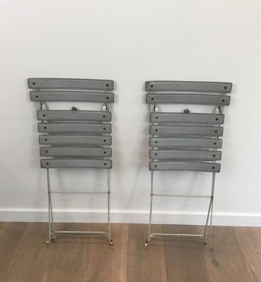 Leather and Lacquered Metal Folding Chairs, Italian, 1970s, Set of 2-BA-658283