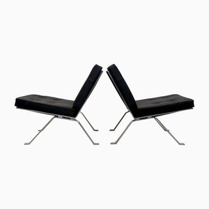 Leather and Stainless Steel Lounge Chairs by Hans Eichenberger for Girsberger, Set of 2-MO-1160578