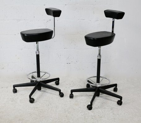 Leather and Steel Swivel Stool by George Nelson for Vitra, 2001, Set of 2-MAO-1270824