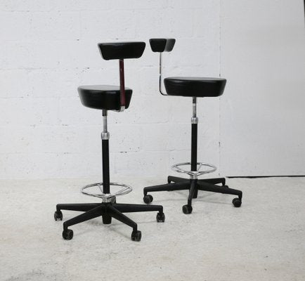 Leather and Steel Swivel Stool by George Nelson for Vitra, 2001, Set of 2-MAO-1270824