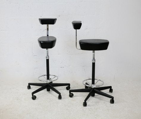 Leather and Steel Swivel Stool by George Nelson for Vitra, 2001, Set of 2-MAO-1270824