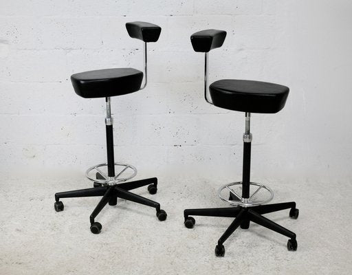 Leather and Steel Swivel Stool by George Nelson for Vitra, 2001, Set of 2-MAO-1270824