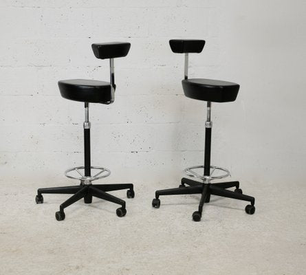 Leather and Steel Swivel Stool by George Nelson for Vitra, 2001, Set of 2-MAO-1270824