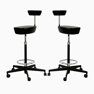 Leather and Steel Swivel Stool by George Nelson for Vitra, 2001, Set of 2-MAO-1270824