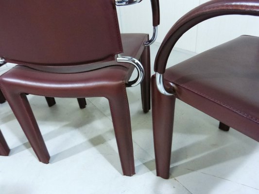 Leather Arcadia Dining Chairs from Arper, Italy 1980s, Set of 4-TU-1802272