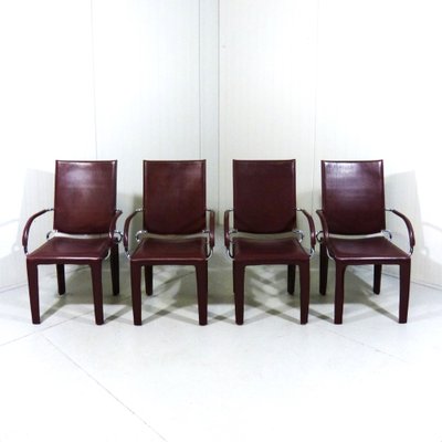 Leather Arcadia Dining Chairs from Arper, Italy 1980s, Set of 4-TU-1802272