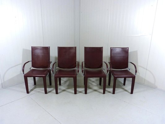 Leather Arcadia Dining Chairs from Arper, Italy 1980s, Set of 4-TU-1802272