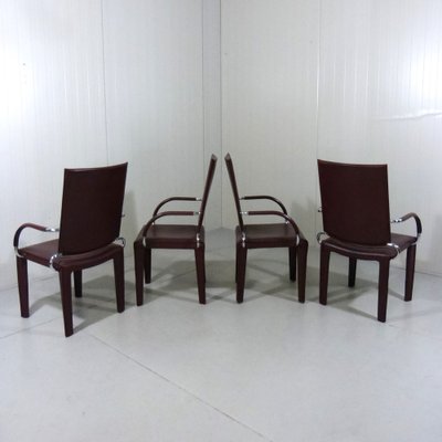 Leather Arcadia Dining Chairs from Arper, Italy 1980s, Set of 4-TU-1802272