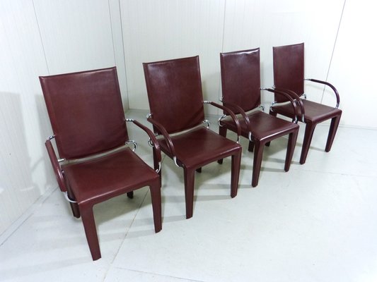 Leather Arcadia Dining Chairs from Arper, Italy 1980s, Set of 4-TU-1802272