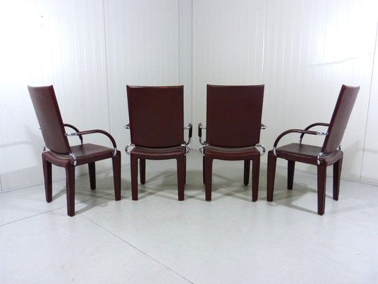 Leather Arcadia Dining Chairs from Arper, Italy 1980s, Set of 4-TU-1802272