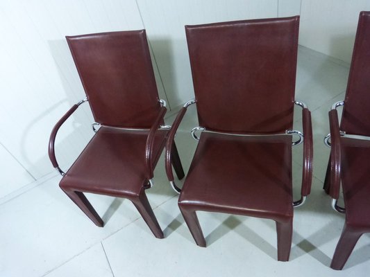 Leather Arcadia Dining Chairs from Arper, Italy 1980s, Set of 4-TU-1802272