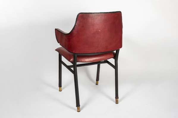 Leather Armchair by Jacques Adnet, 1950s-VRR-570589