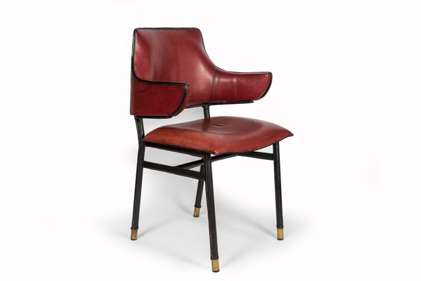 Leather Armchair by Jacques Adnet, 1950s-VRR-570589