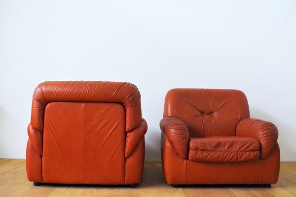 Leather Armchairs, 1970s, Set of 2-KNM-978802