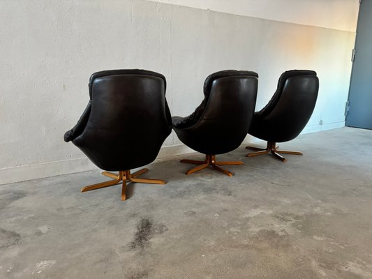 Leather Armchairs by H.W. Klein for Bramin, 1960s, Set of 3-EBP-2016659