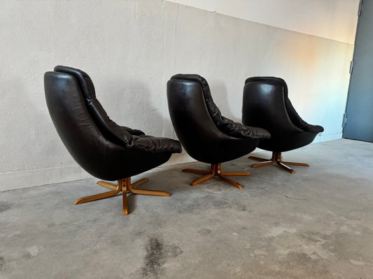 Leather Armchairs by H.W. Klein for Bramin, 1960s, Set of 3-EBP-2016659